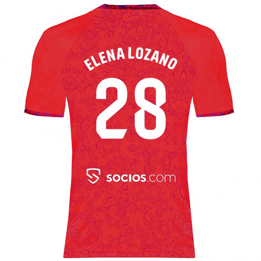 Kandiny Niño Camiseta Elena Lozano Gallego #28 Rojo 2ª Equipación 2024/25 La Camisa Chile