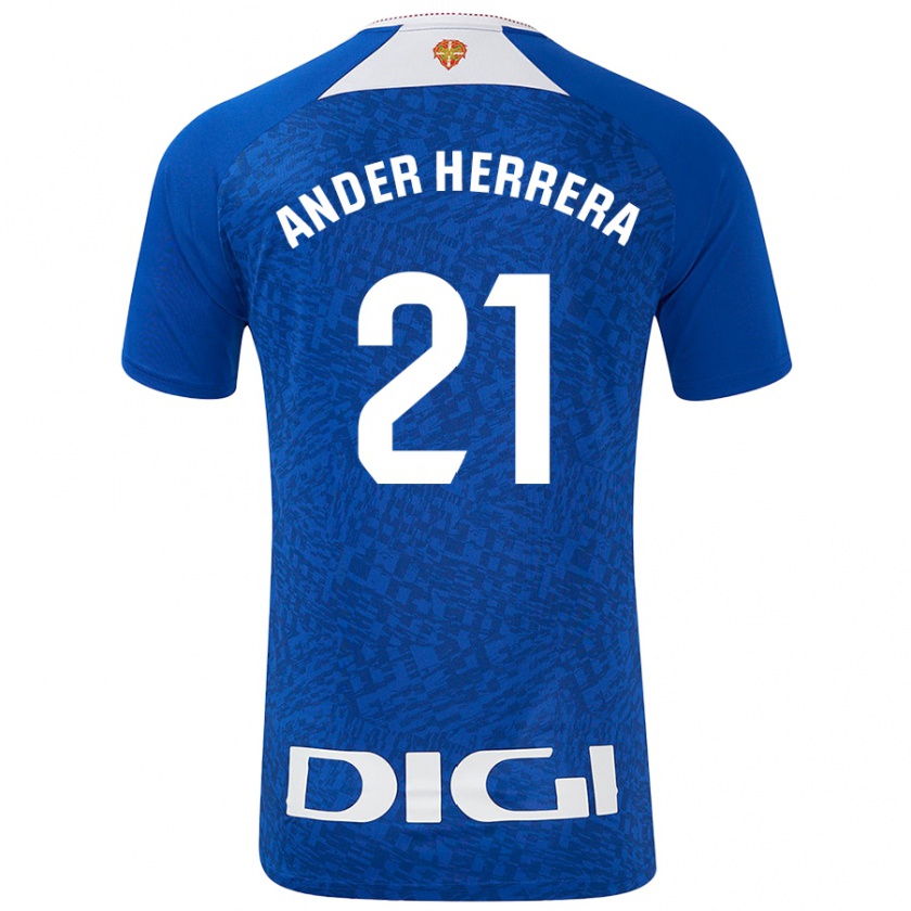 Kandiny Niño Camiseta Ander Herrera #21 Azul Real 2ª Equipación 2024/25 La Camisa Chile