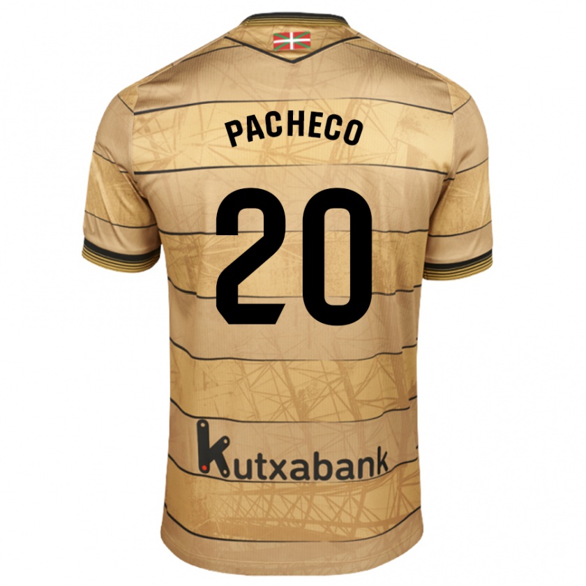 Kandiny Niño Camiseta Jon Pacheco #20 Marrón 2ª Equipación 2024/25 La Camisa Chile