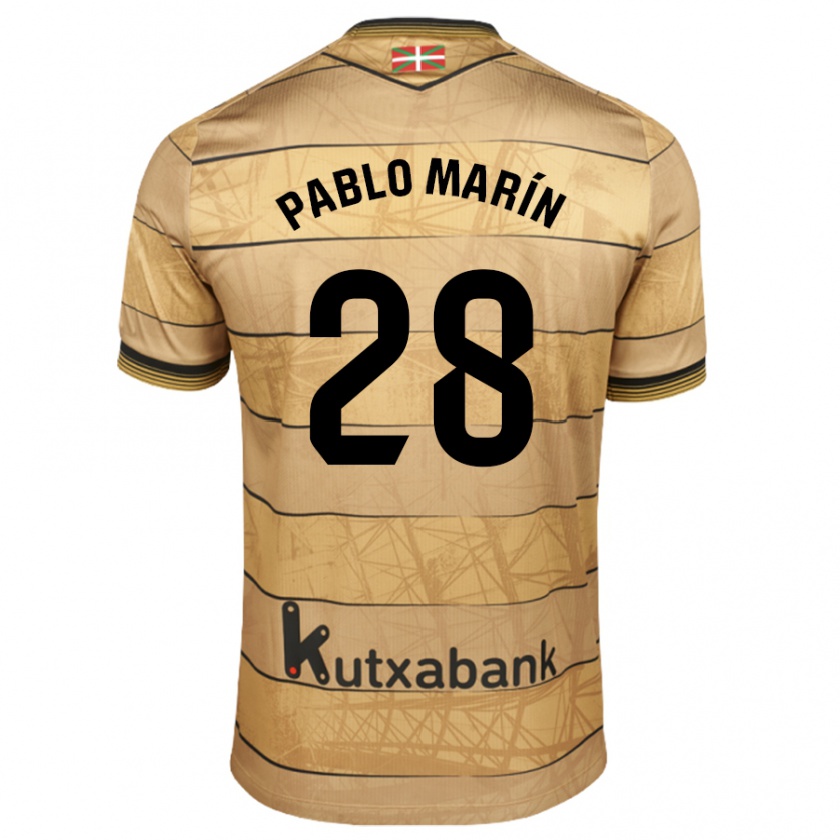 Kandiny Niño Camiseta Pablo Marín #28 Marrón 2ª Equipación 2024/25 La Camisa Chile