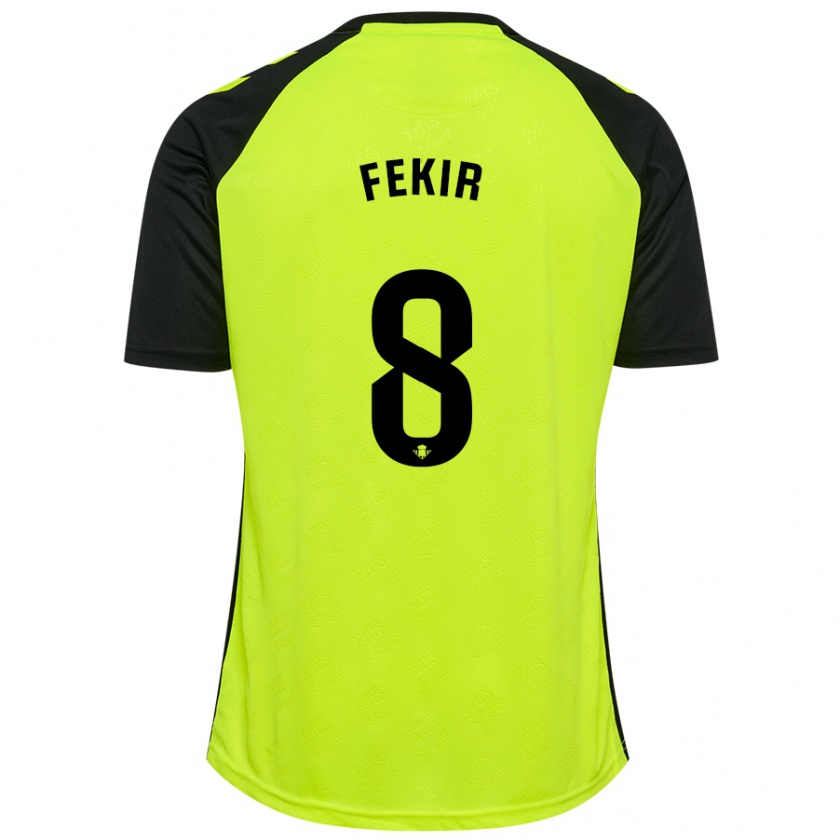 Kandiny Niño Camiseta Nabil Fekir #8 Amarillo Fluorescente Negro 2ª Equipación 2024/25 La Camisa Chile