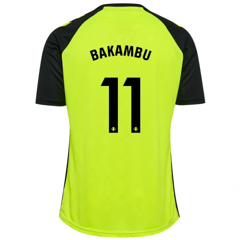 Kandiny Niño Camiseta Cédric Bakambu #11 Amarillo Fluorescente Negro 2ª Equipación 2024/25 La Camisa Chile