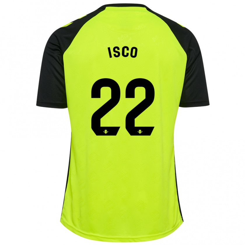 Kandiny Niño Camiseta Isco #22 Amarillo Fluorescente Negro 2ª Equipación 2024/25 La Camisa Chile