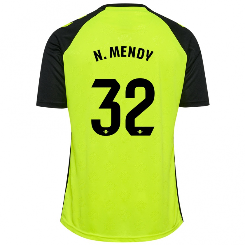 Kandiny Niño Camiseta Nobel Mendy #32 Amarillo Fluorescente Negro 2ª Equipación 2024/25 La Camisa Chile