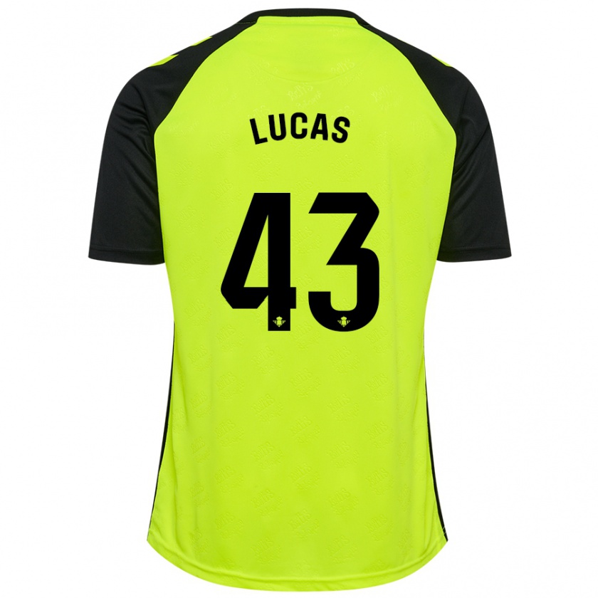 Kandiny Niño Camiseta Lucas Alcázar #43 Amarillo Fluorescente Negro 2ª Equipación 2024/25 La Camisa Chile