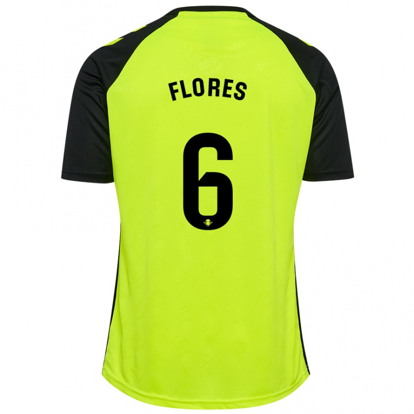 Kandiny Niño Camiseta Mateo Flores #6 Amarillo Fluorescente Negro 2ª Equipación 2024/25 La Camisa Chile