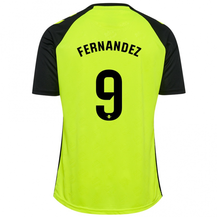 Kandiny Niño Camiseta Marcos Fernández #9 Amarillo Fluorescente Negro 2ª Equipación 2024/25 La Camisa Chile