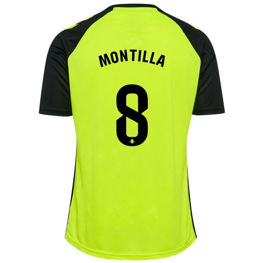 Kandiny Niño Camiseta Natalia Montilla #8 Amarillo Fluorescente Negro 2ª Equipación 2024/25 La Camisa Chile