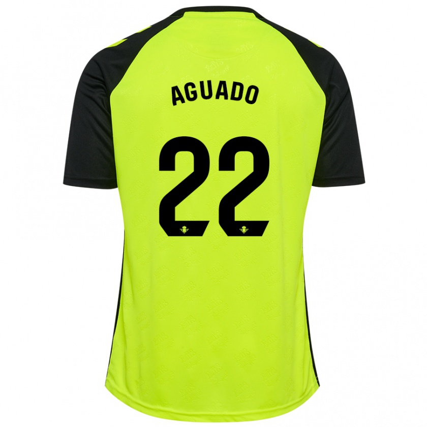 Kandiny Niño Camiseta Júlia Aguado #22 Amarillo Fluorescente Negro 2ª Equipación 2024/25 La Camisa Chile