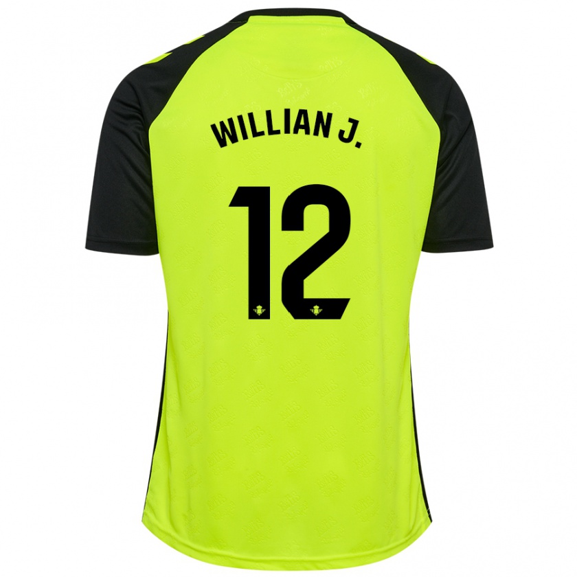 Kandiny Niño Camiseta Willian José #12 Amarillo Fluorescente Negro 2ª Equipación 2024/25 La Camisa Chile