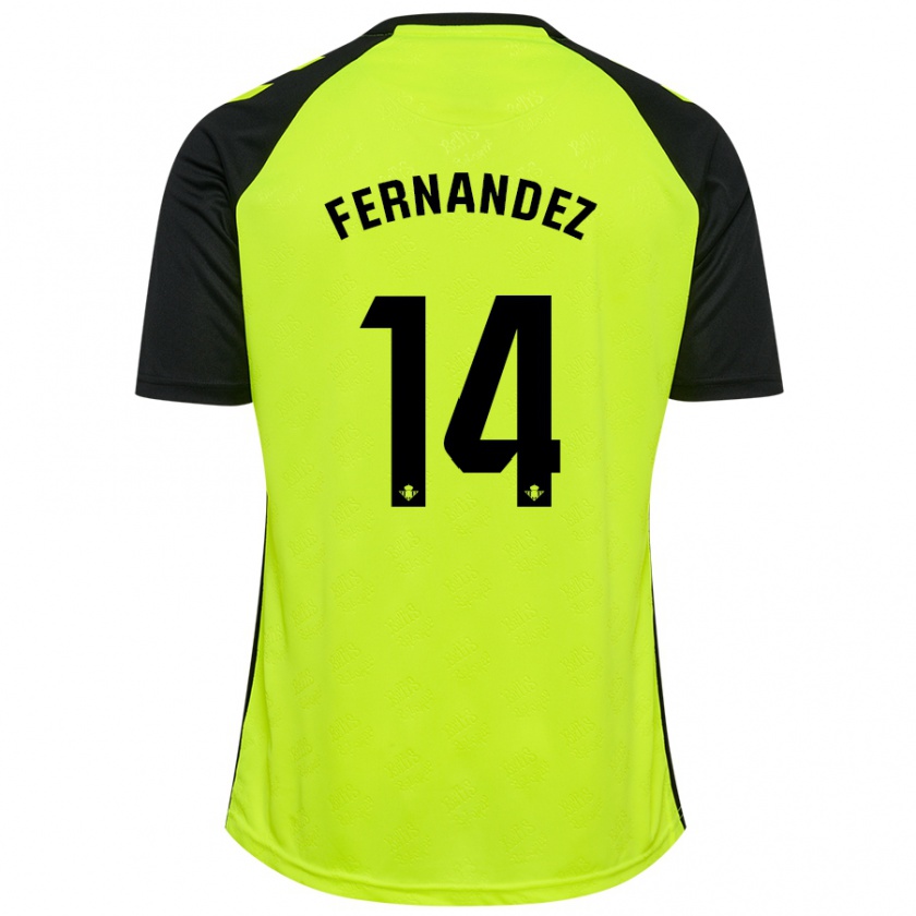 Kandiny Niño Camiseta Quique Fernández #14 Amarillo Fluorescente Negro 2ª Equipación 2024/25 La Camisa Chile