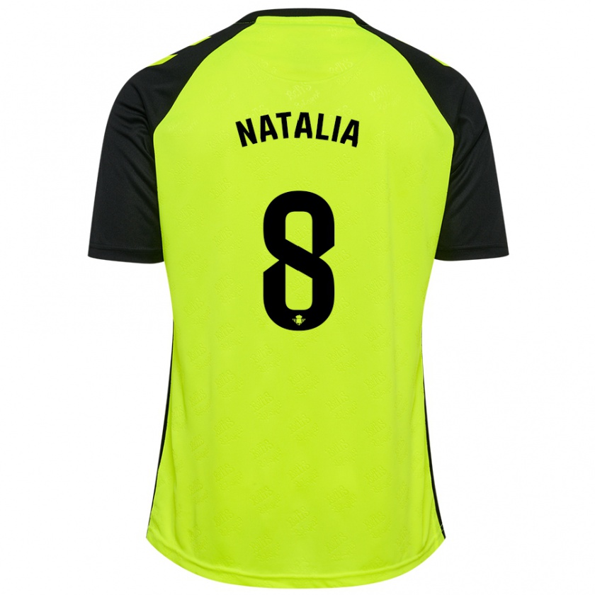 Kandiny Niño Camiseta Natalia Montilla Martinez #8 Amarillo Fluorescente Negro 2ª Equipación 2024/25 La Camisa Chile