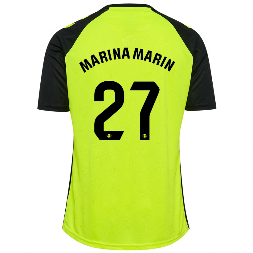 Kandiny Niño Camiseta Marina Marín #27 Amarillo Fluorescente Negro 2ª Equipación 2024/25 La Camisa Chile