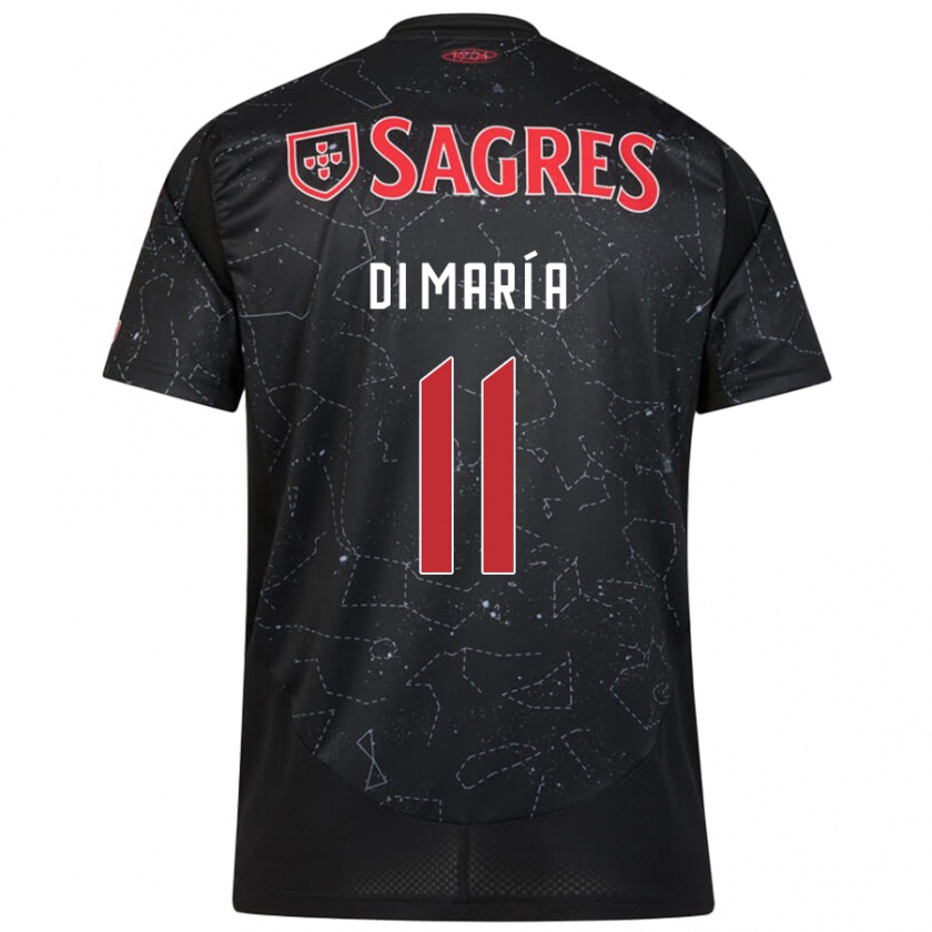 Kandiny Niño Camiseta Ángel Di María #11 Negro Rojo 2ª Equipación 2024/25 La Camisa Chile