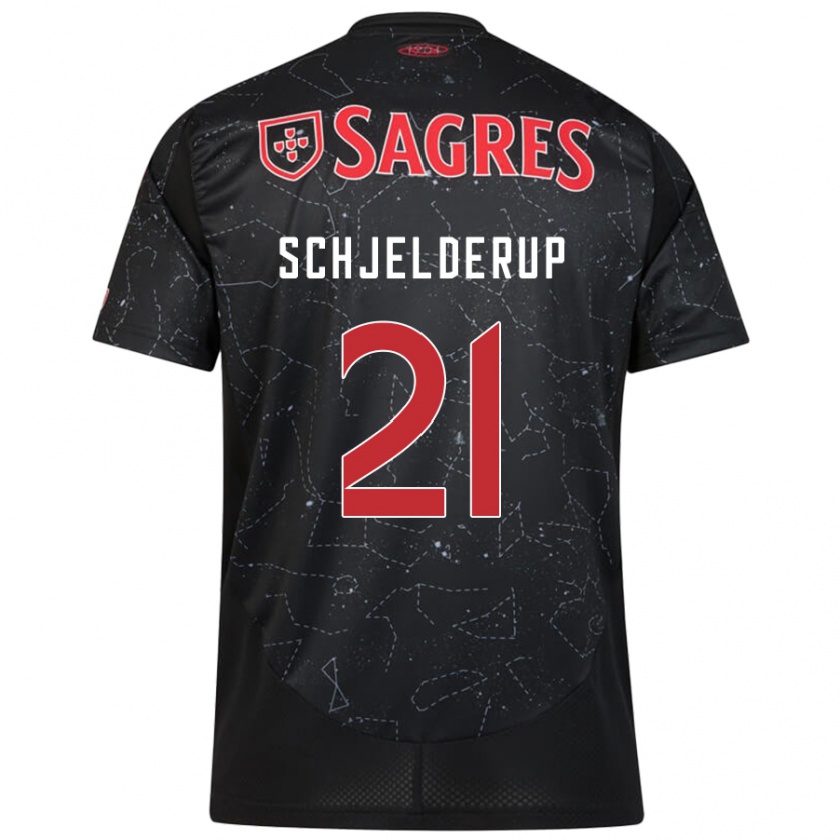 Kandiny Niño Camiseta Andreas Schjelderup #21 Negro Rojo 2ª Equipación 2024/25 La Camisa Chile