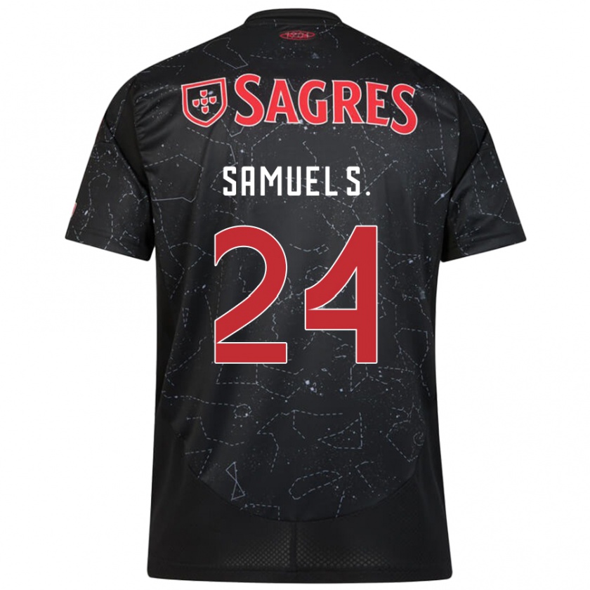 Kandiny Niño Camiseta Samuel Soares #24 Negro Rojo 2ª Equipación 2024/25 La Camisa Chile