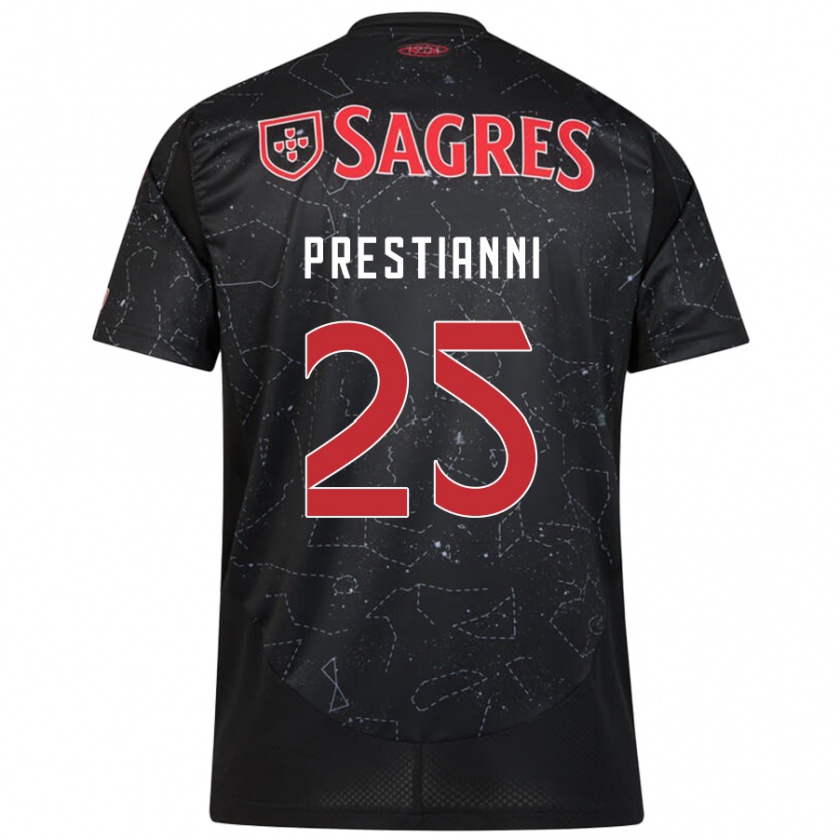 Kandiny Niño Camiseta Gianluca Prestianni #25 Negro Rojo 2ª Equipación 2024/25 La Camisa Chile