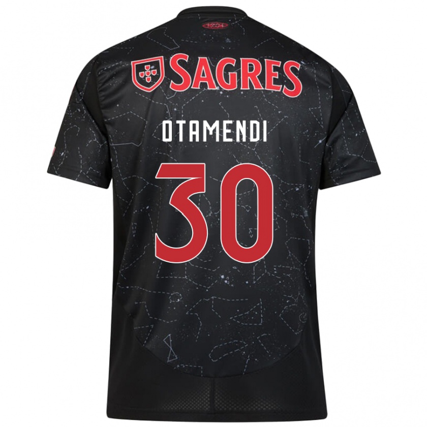 Kandiny Niño Camiseta Nicolás Otamendi #30 Negro Rojo 2ª Equipación 2024/25 La Camisa Chile