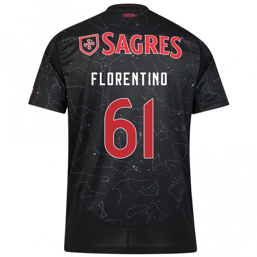 Kandiny Niño Camiseta Florentino #61 Negro Rojo 2ª Equipación 2024/25 La Camisa Chile