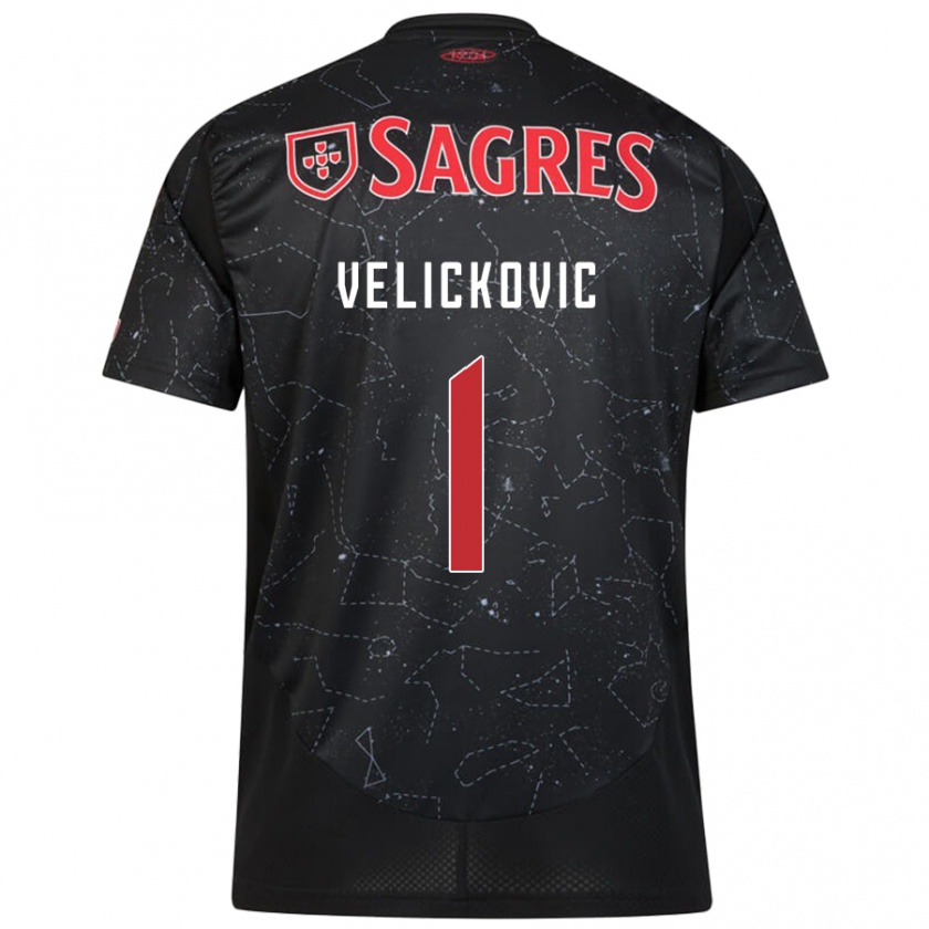 Kandiny Niño Camiseta Luka Velickovic #1 Negro Rojo 2ª Equipación 2024/25 La Camisa Chile