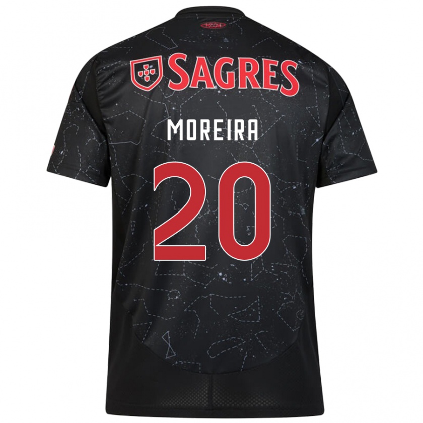 Kandiny Niño Camiseta André Moreira #20 Negro Rojo 2ª Equipación 2024/25 La Camisa Chile