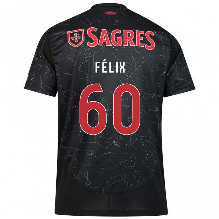 Kandiny Niño Camiseta Nuno Félix #60 Negro Rojo 2ª Equipación 2024/25 La Camisa Chile