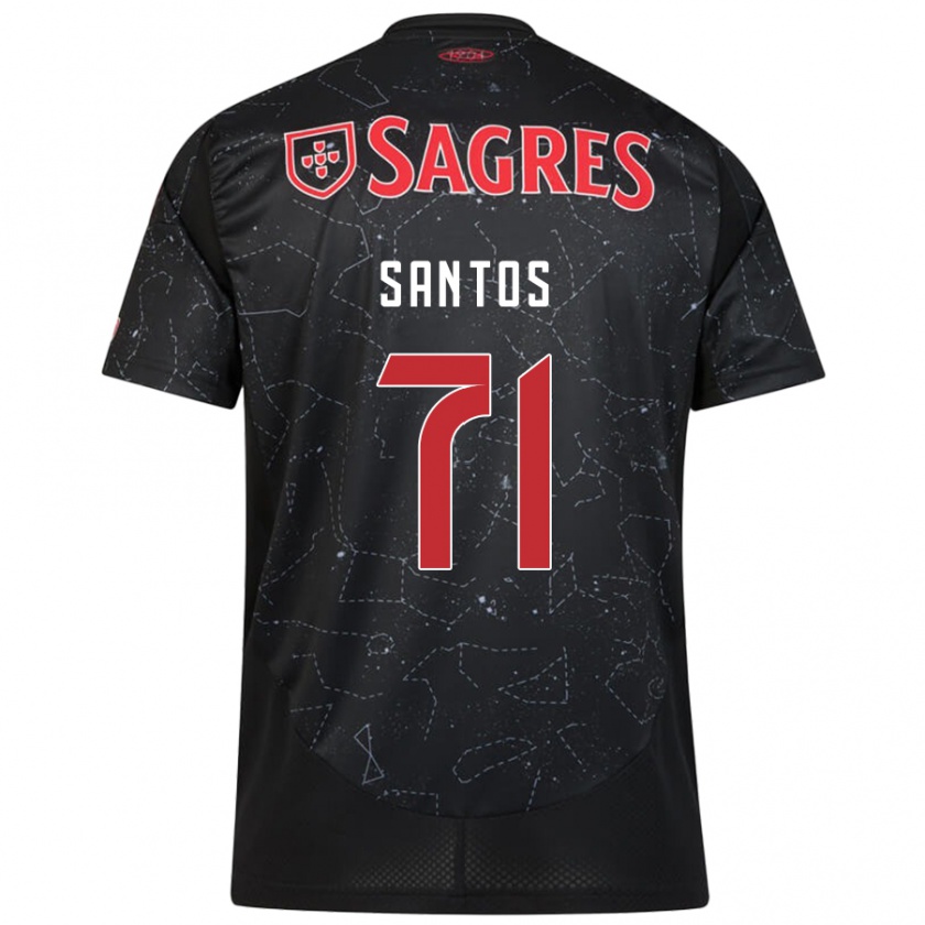 Kandiny Niño Camiseta Leandro Santos #71 Negro Rojo 2ª Equipación 2024/25 La Camisa Chile