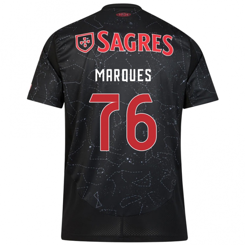 Kandiny Niño Camiseta Gustavo Marques #76 Negro Rojo 2ª Equipación 2024/25 La Camisa Chile