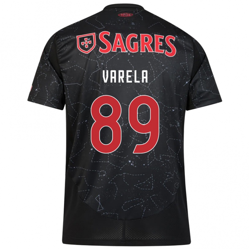 Kandiny Niño Camiseta Gustavo Varela #89 Negro Rojo 2ª Equipación 2024/25 La Camisa Chile