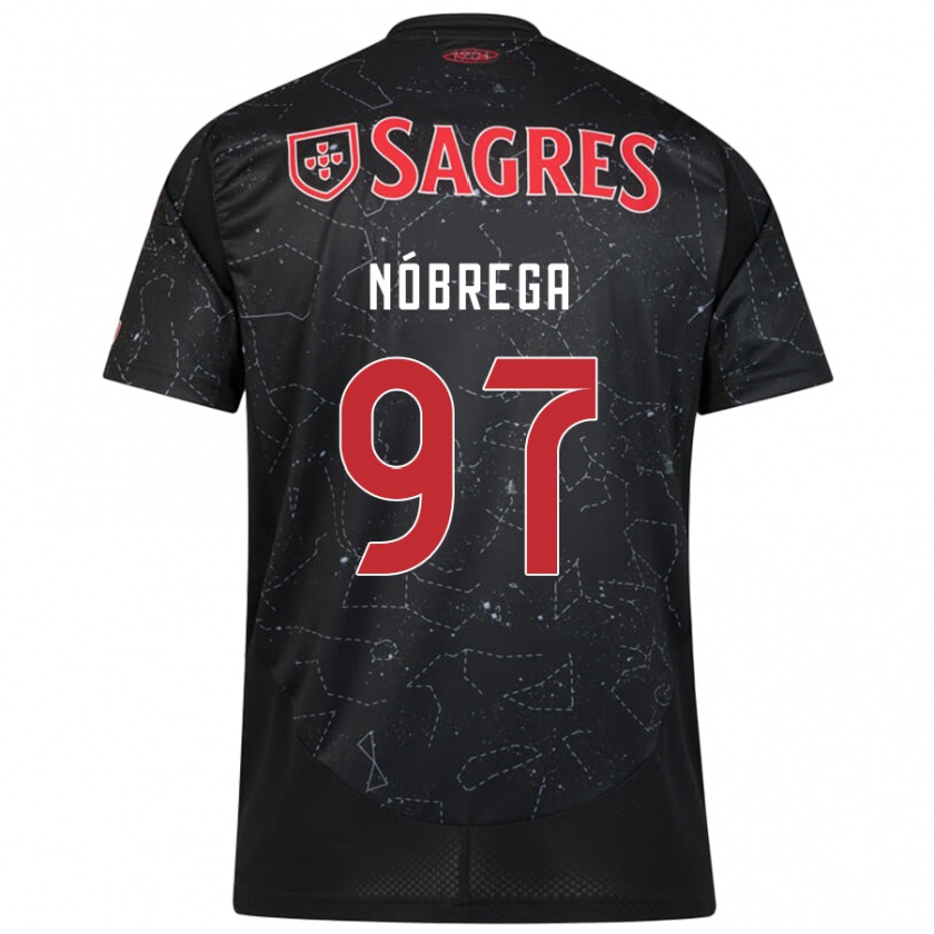 Kandiny Niño Camiseta Ricardo Nóbrega #97 Negro Rojo 2ª Equipación 2024/25 La Camisa Chile