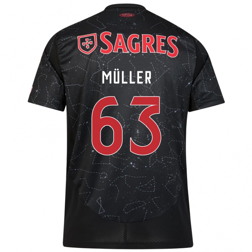 Kandiny Niño Camiseta José Müller #63 Negro Rojo 2ª Equipación 2024/25 La Camisa Chile