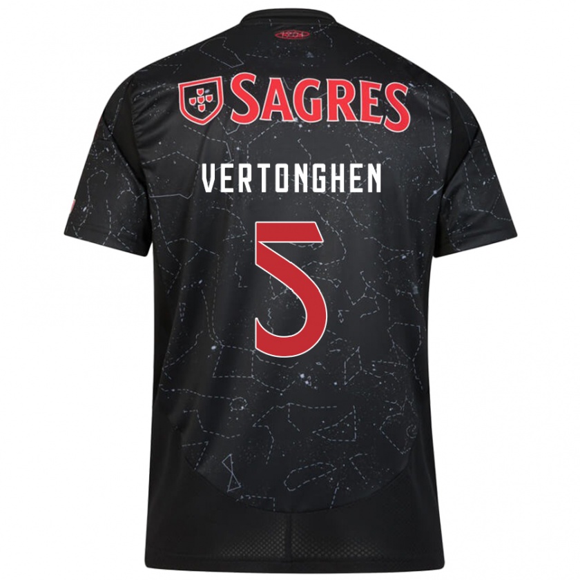 Kandiny Niño Camiseta Jan Vertonghen #5 Negro Rojo 2ª Equipación 2024/25 La Camisa Chile