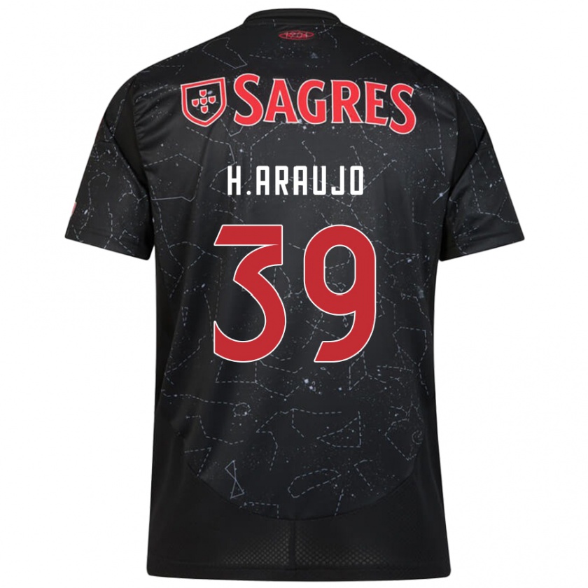 Kandiny Niño Camiseta Henrique Araujo #39 Negro Rojo 2ª Equipación 2024/25 La Camisa Chile