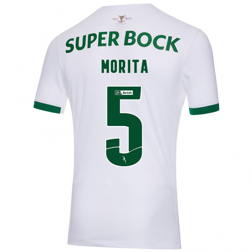 Kandiny Niño Camiseta Hidemasa Morita #5 Blanco Verde 2ª Equipación 2024/25 La Camisa Chile