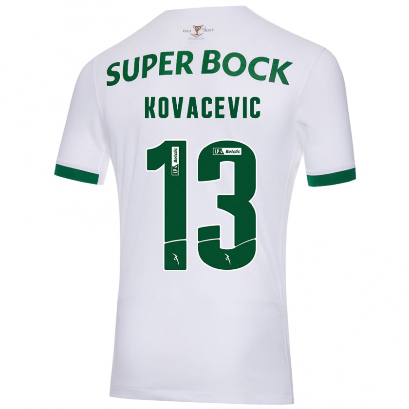 Kandiny Niño Camiseta Vladan Kovacevic #13 Blanco Verde 2ª Equipación 2024/25 La Camisa Chile