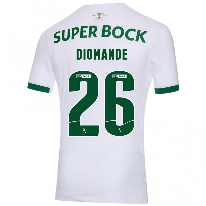 Kandiny Niño Camiseta Ousmane Diomande #26 Blanco Verde 2ª Equipación 2024/25 La Camisa Chile