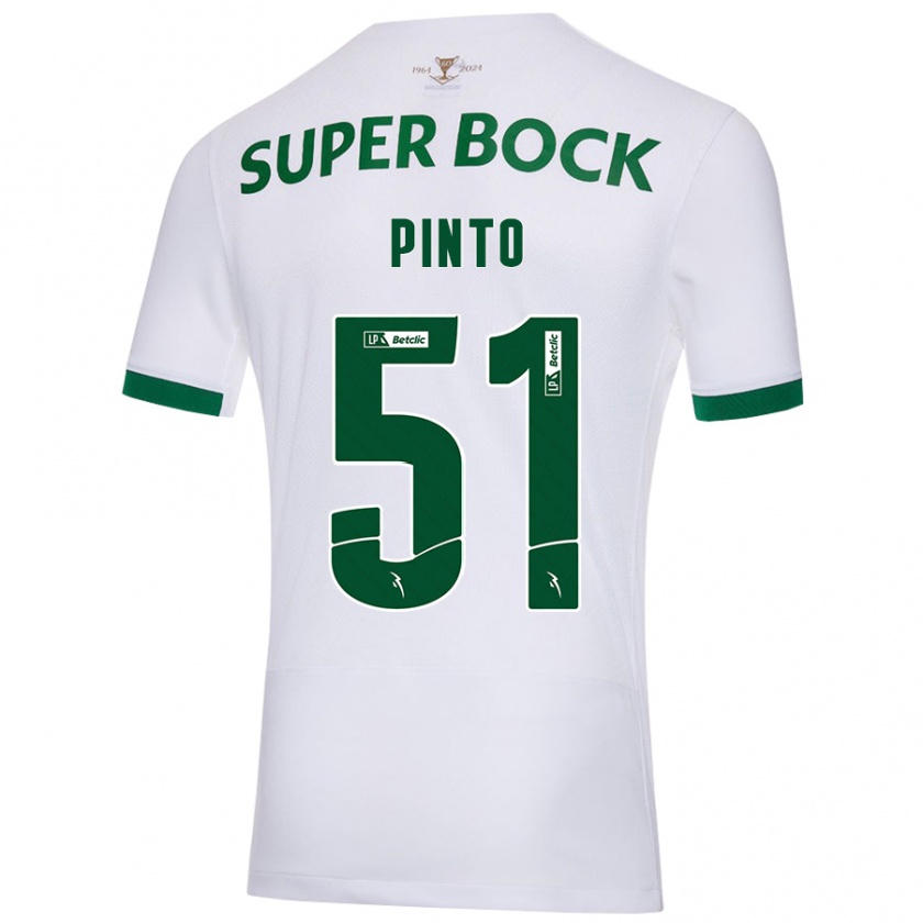 Kandiny Niño Camiseta Diogo Pinto #51 Blanco Verde 2ª Equipación 2024/25 La Camisa Chile