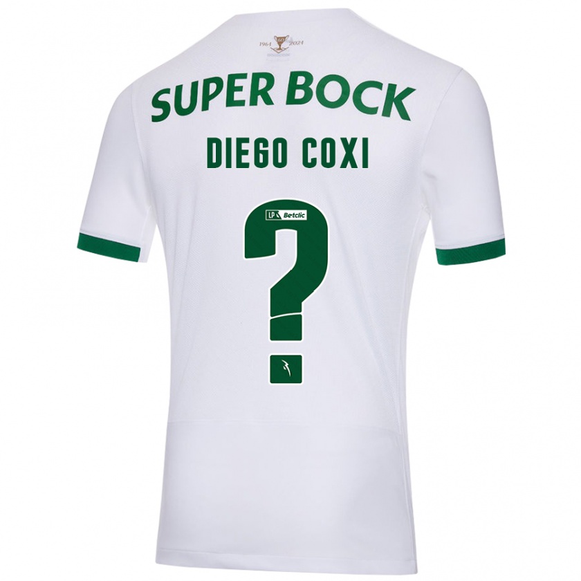 Kandiny Niño Camiseta Diego Coxi #0 Blanco Verde 2ª Equipación 2024/25 La Camisa Chile