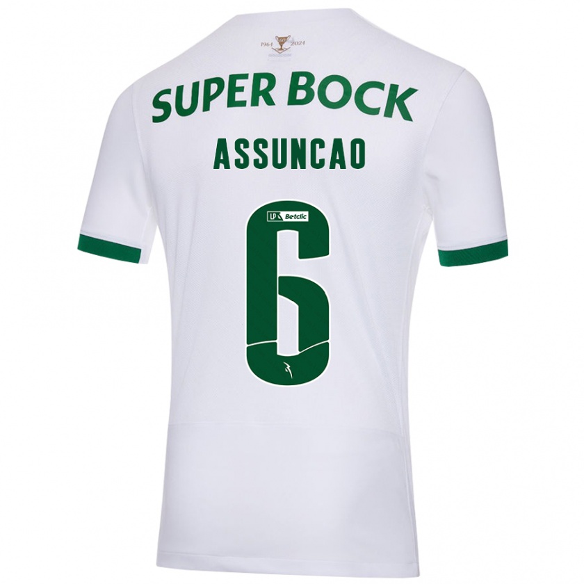 Kandiny Niño Camiseta João Assunção #6 Blanco Verde 2ª Equipación 2024/25 La Camisa Chile