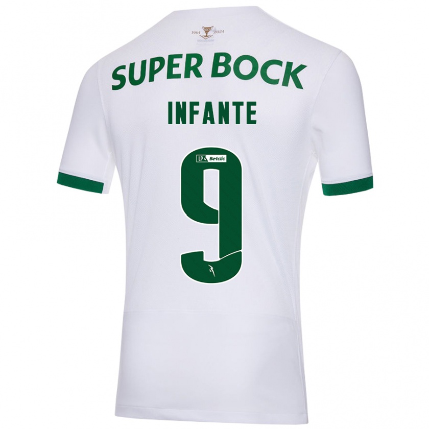 Kandiny Niño Camiseta João Infante #9 Blanco Verde 2ª Equipación 2024/25 La Camisa Chile