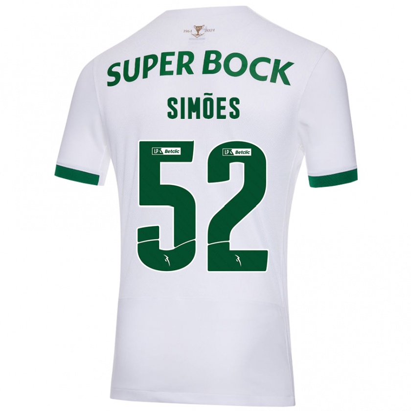 Kandiny Niño Camiseta João Simões #52 Blanco Verde 2ª Equipación 2024/25 La Camisa Chile