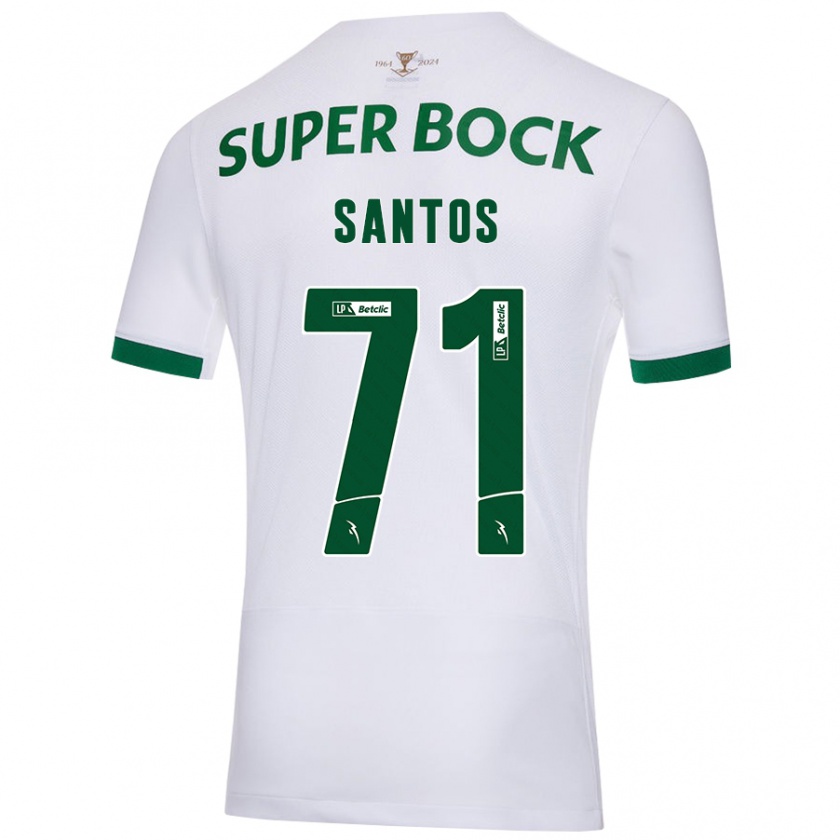 Kandiny Niño Camiseta Denilson Santos #71 Blanco Verde 2ª Equipación 2024/25 La Camisa Chile