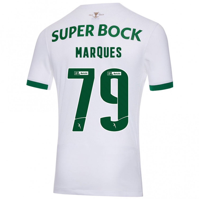 Kandiny Niño Camiseta Rodrigo Marquês #79 Blanco Verde 2ª Equipación 2024/25 La Camisa Chile