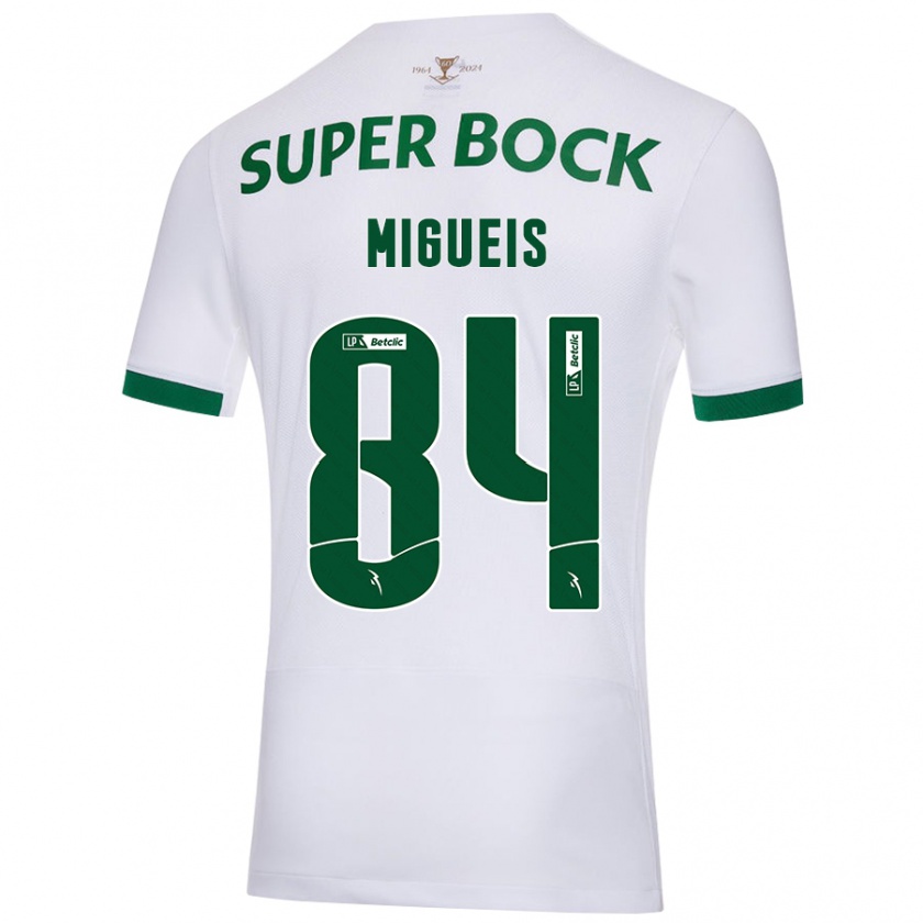 Kandiny Niño Camiseta Pedro Miguéis #84 Blanco Verde 2ª Equipación 2024/25 La Camisa Chile