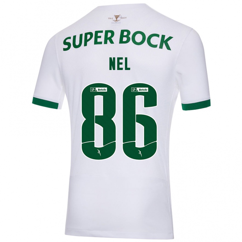 Kandiny Niño Camiseta Rafael Nel #86 Blanco Verde 2ª Equipación 2024/25 La Camisa Chile