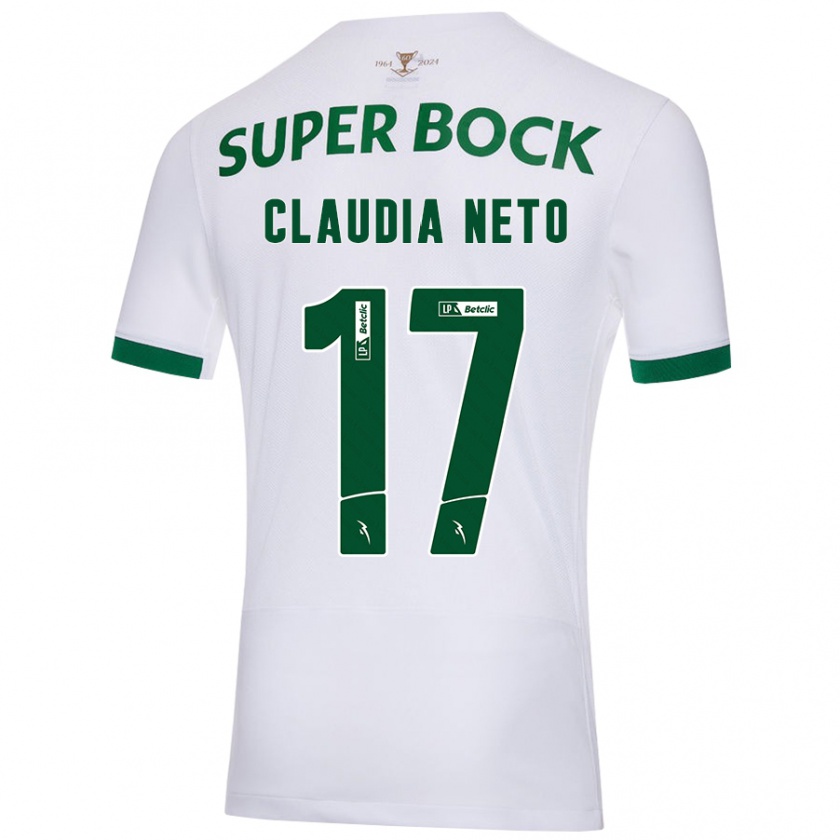 Kandiny Niño Camiseta Cláudia Teresa Pires Neto #17 Blanco Verde 2ª Equipación 2024/25 La Camisa Chile