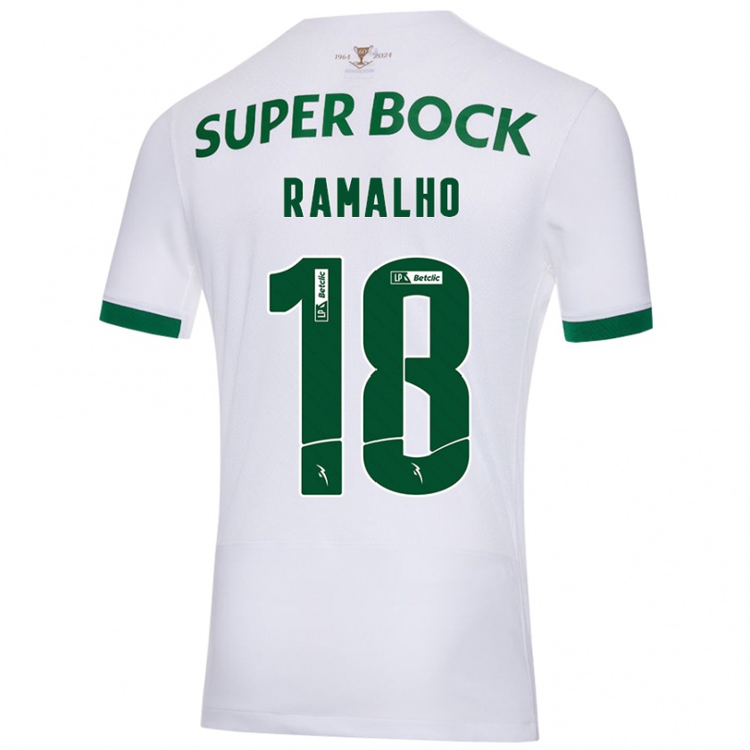 Kandiny Niño Camiseta Inês Filipa Ramalho Gonçalves #18 Blanco Verde 2ª Equipación 2024/25 La Camisa Chile