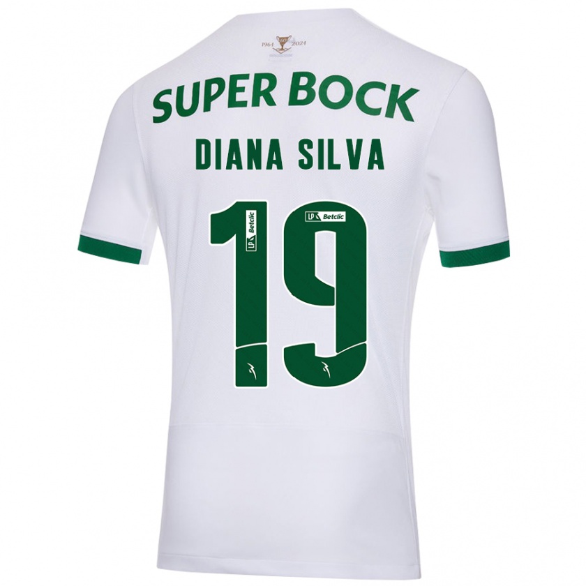 Kandiny Niño Camiseta Diana Micaela Abreu De Sousa E Silva #19 Blanco Verde 2ª Equipación 2024/25 La Camisa Chile