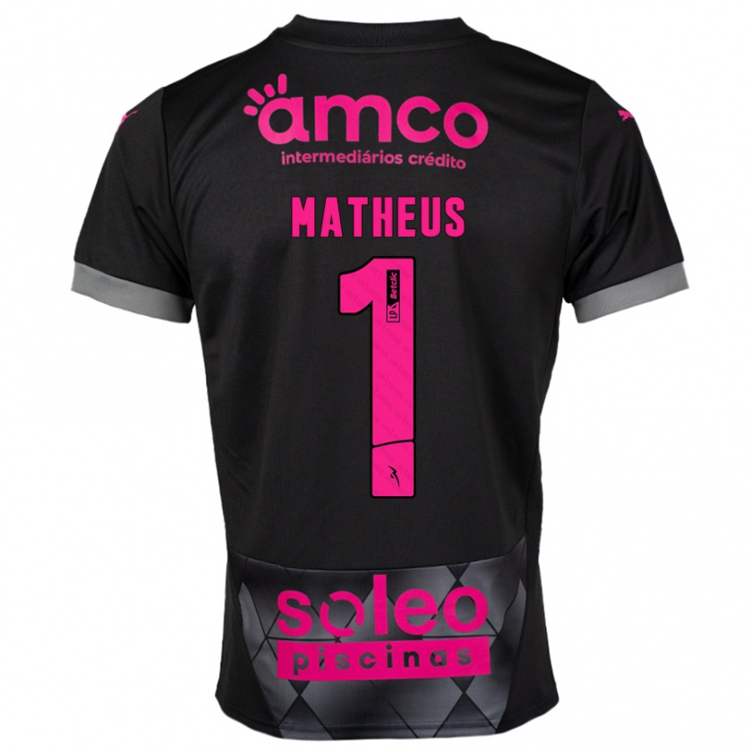 Kandiny Niño Camiseta Matheus #1 Negro Rosa 2ª Equipación 2024/25 La Camisa Chile