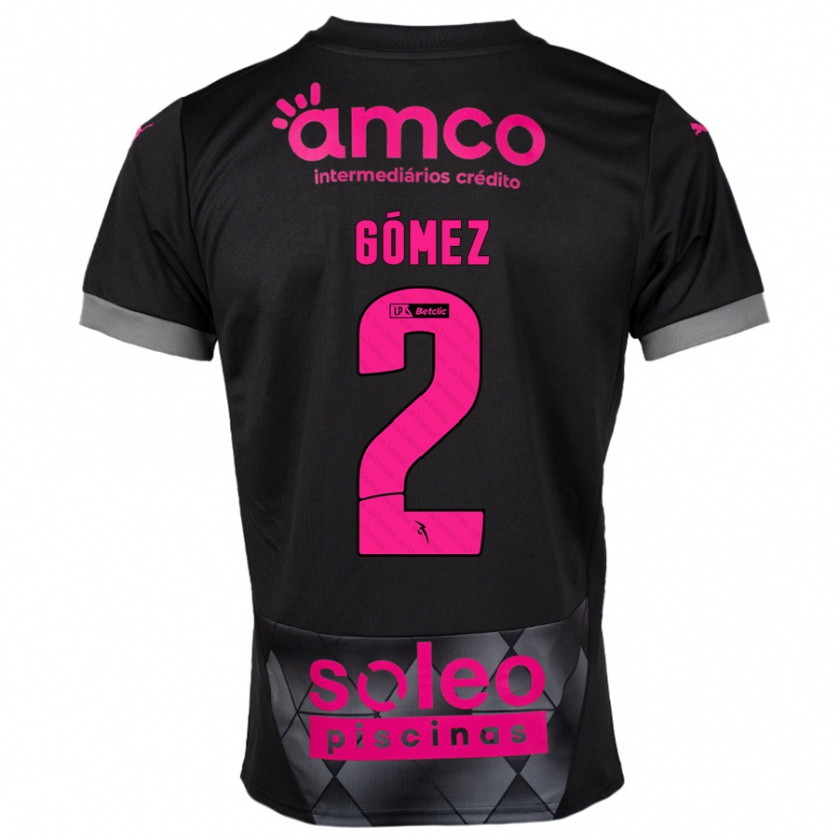 Kandiny Niño Camiseta Víctor Gómez #2 Negro Rosa 2ª Equipación 2024/25 La Camisa Chile